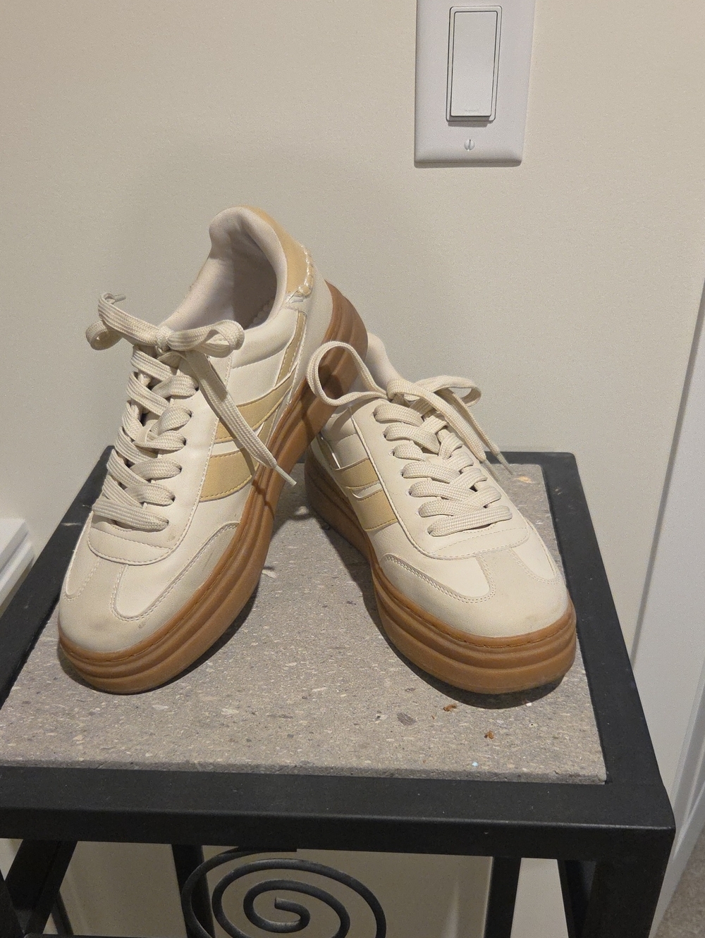 Call It Spring Cream and Tan Platform Sneakers